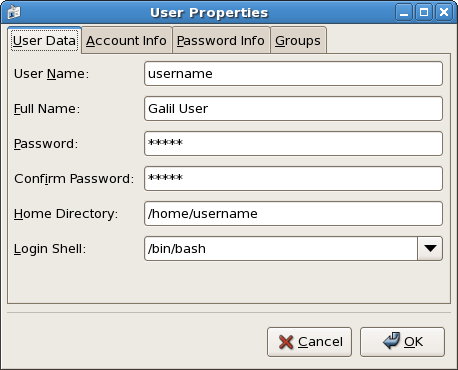user properties GUI