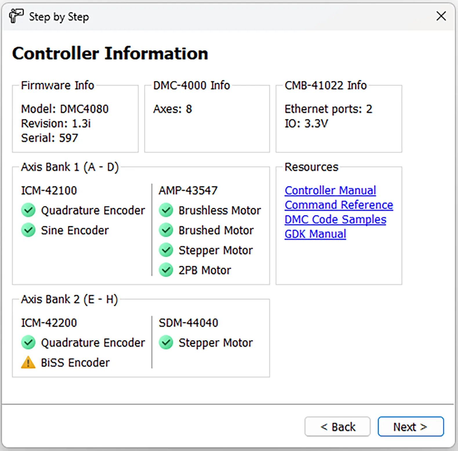 Controller Information Page