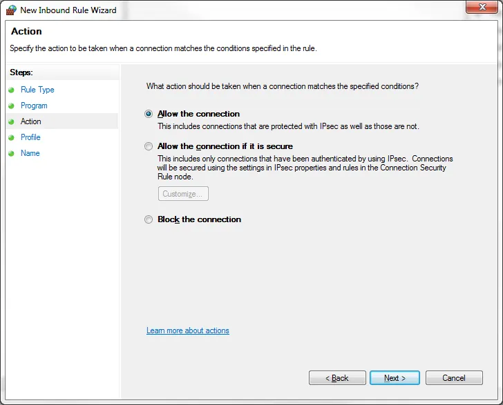 Illustration for Windows 7 Firewall Exceptions for Galil Motion Control Software